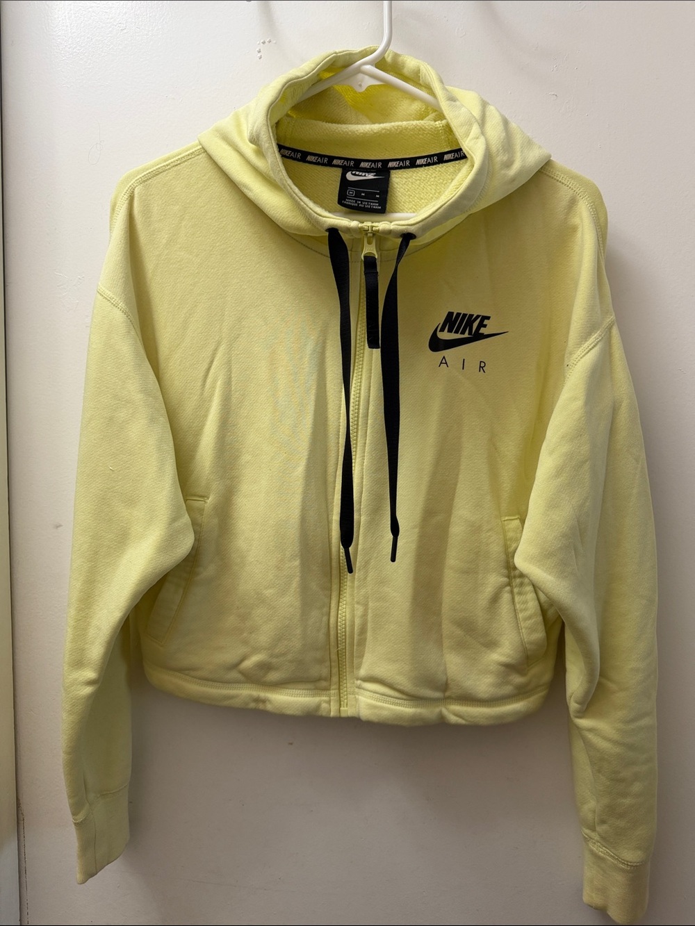 Nike Air Yellow Women's Zip-Up Hoodie with Black Logo